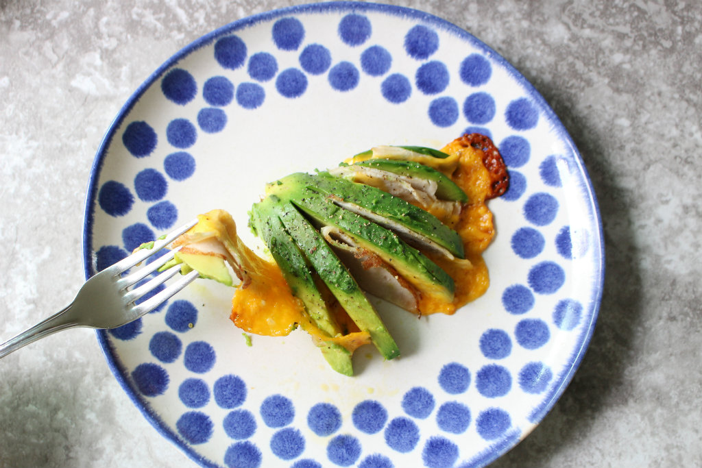 Hasselback Avocados w Turkey and Cheddar