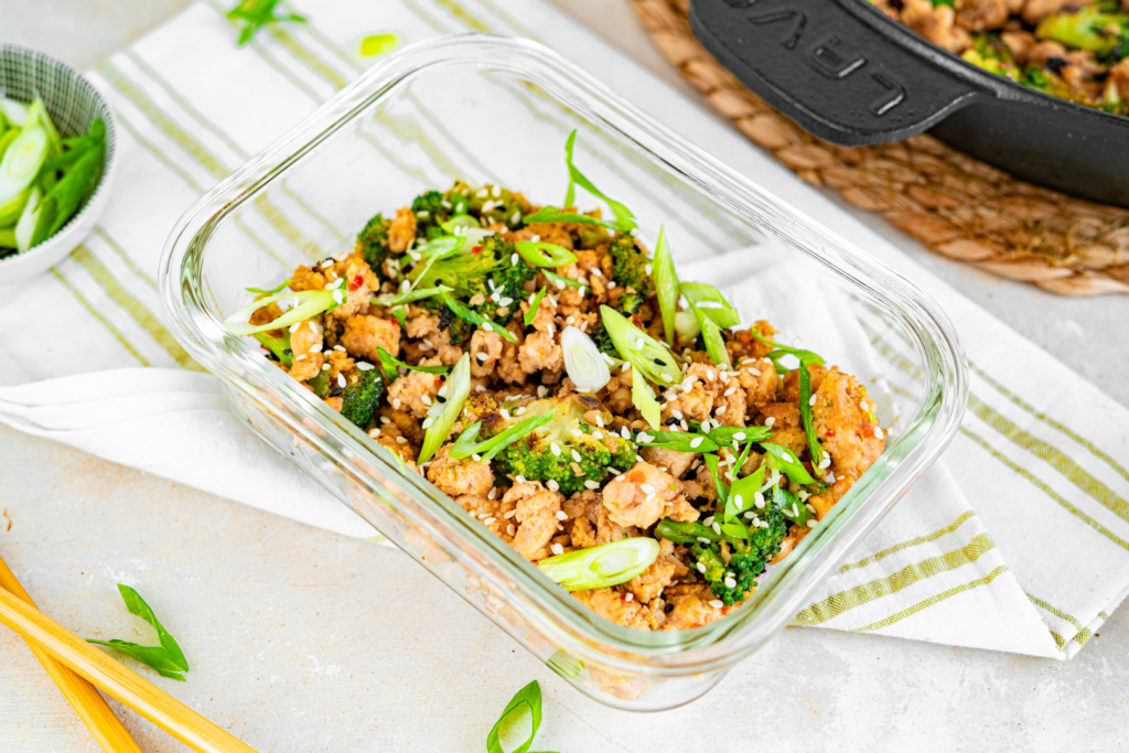 20 Minute Ground Chicken and Broccoli Meal Prep