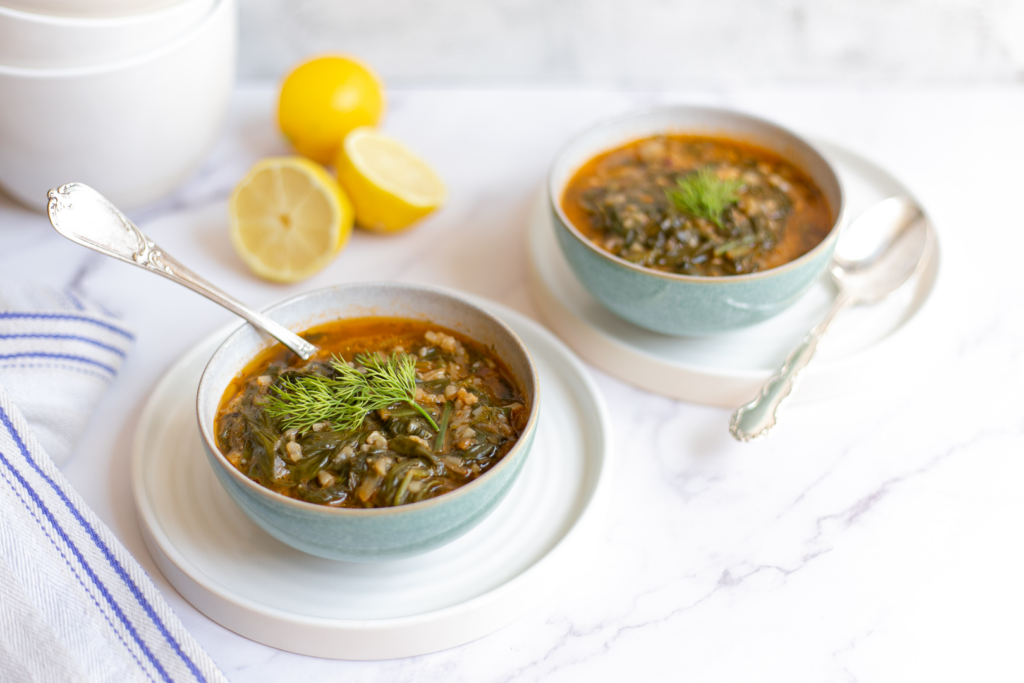 Eco-Greek Spanakorizo/ Spinach and ‘Rice’ with Dill and Lemon