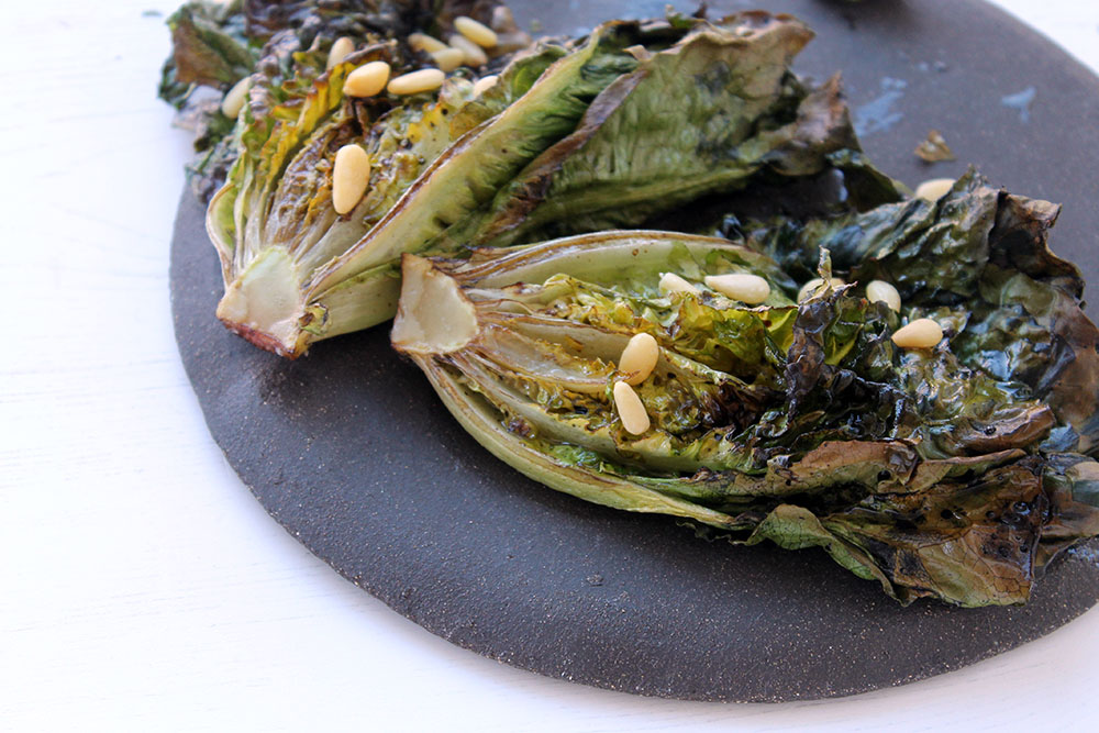 Broiled Baby Romaine Lettuce With Balsamic Dressing