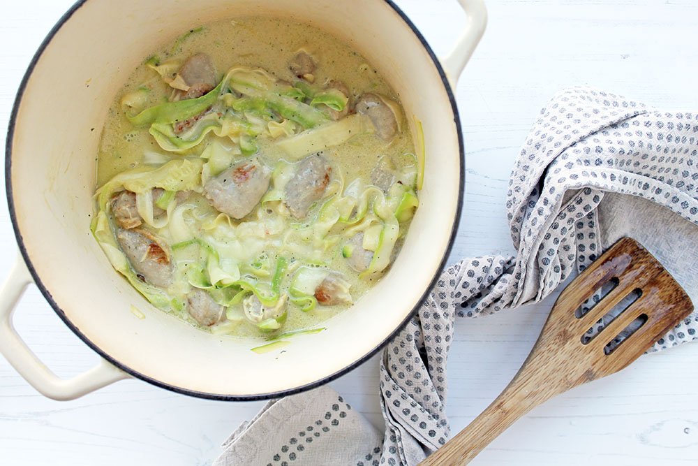 Sausage Pasta In Creamy Mustard Sauce