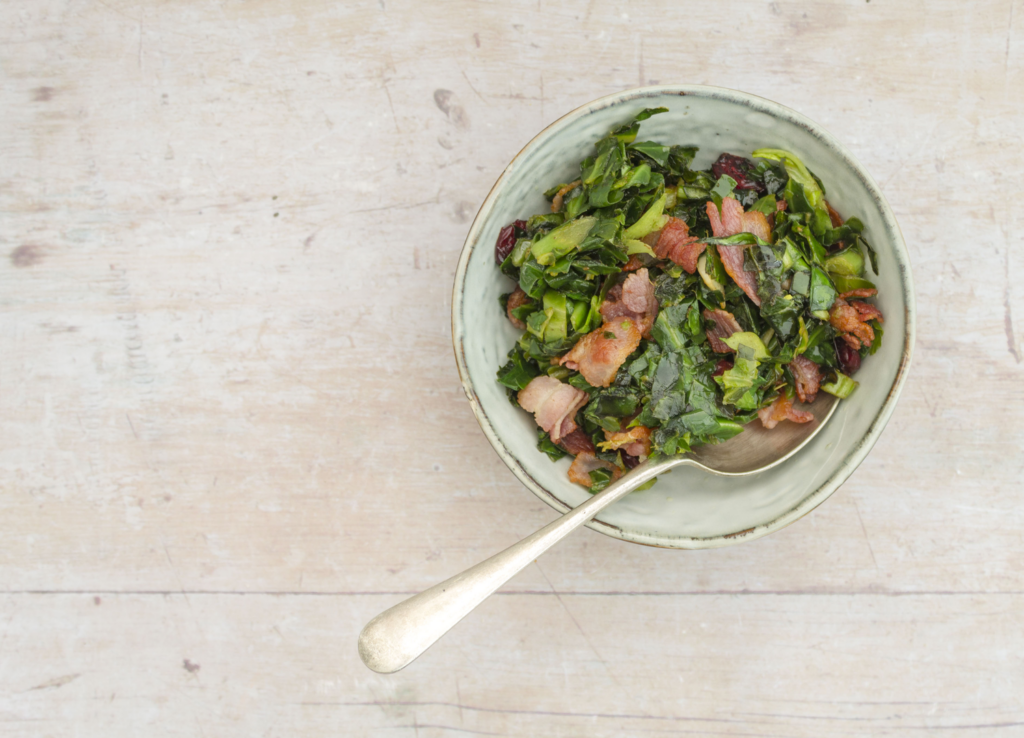 Collard Greens with Bacon and Cranberries