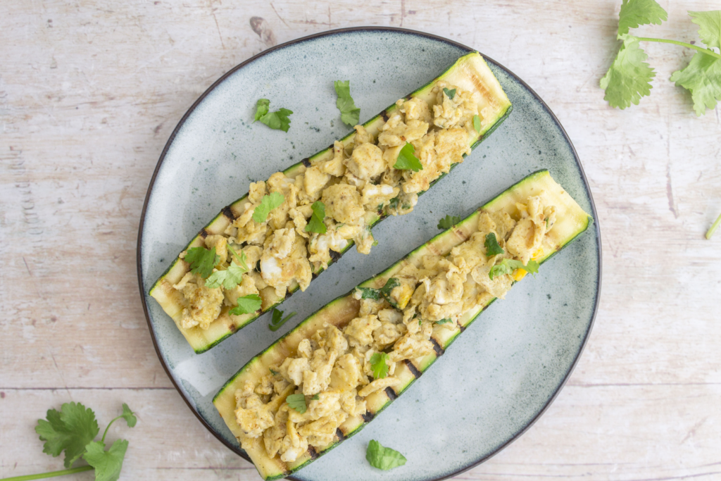 Curried Egg Zucchini Boats