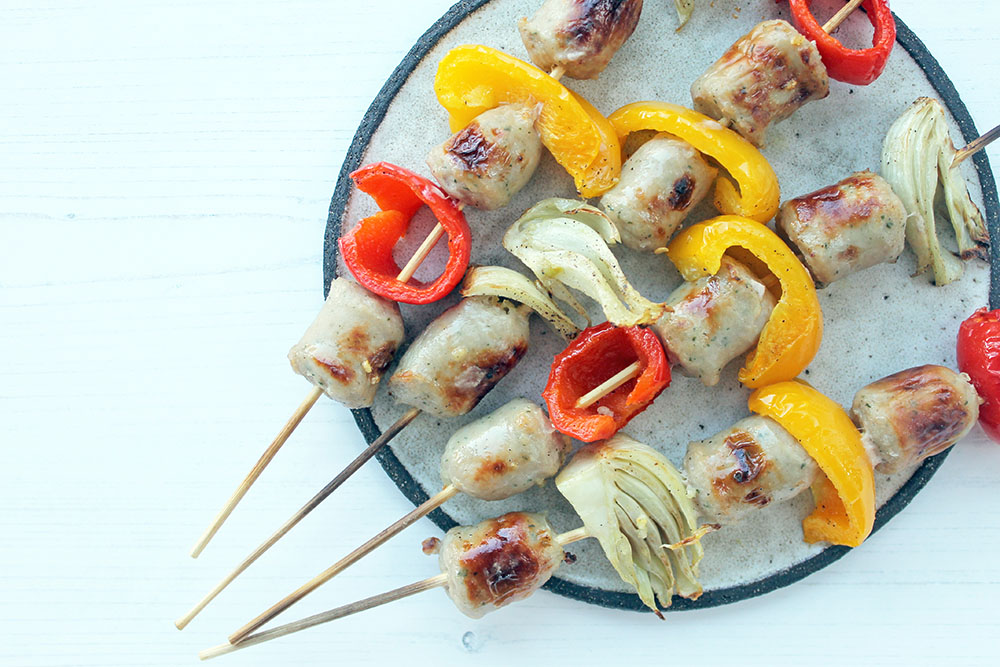 Sausage Pepper And Fennel Kebabs
