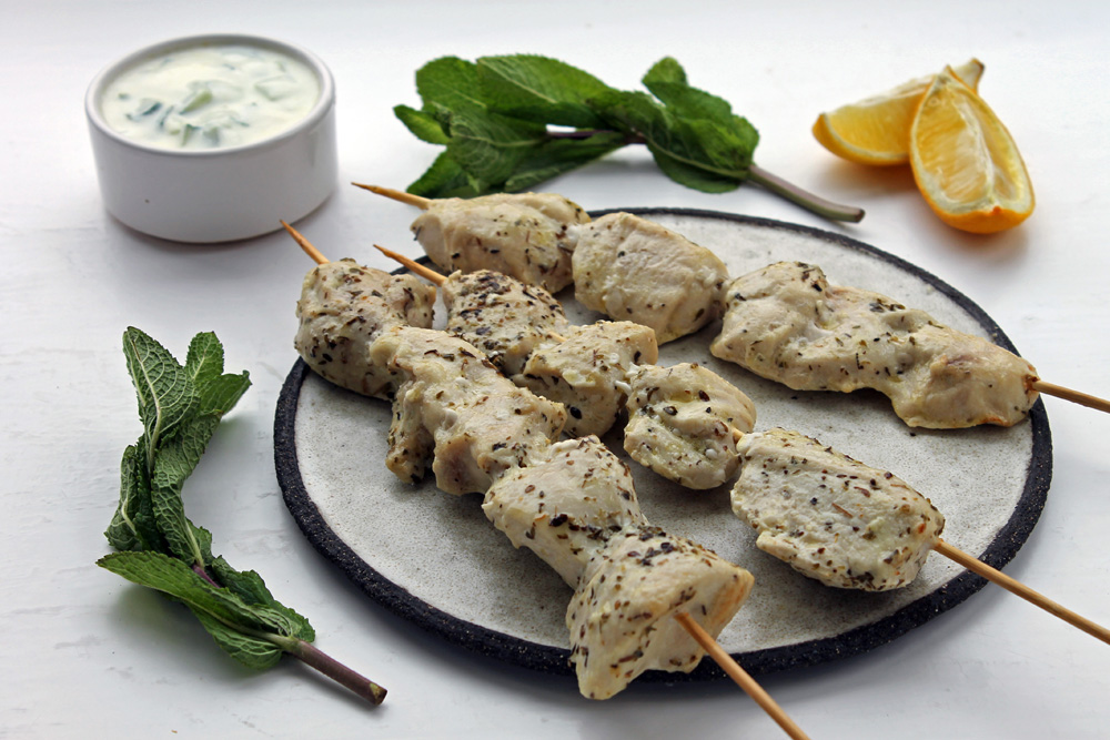 Chicken Souvlaki With Mint Tzatziki