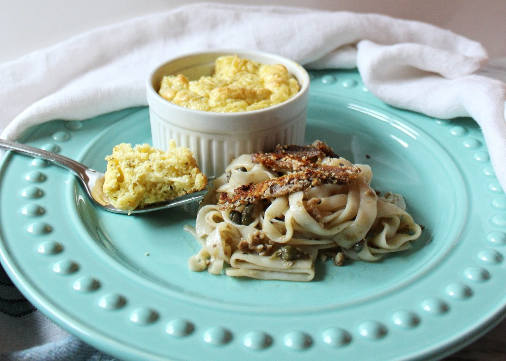 Gouda Souffle w Anchovy Lemon Pasta