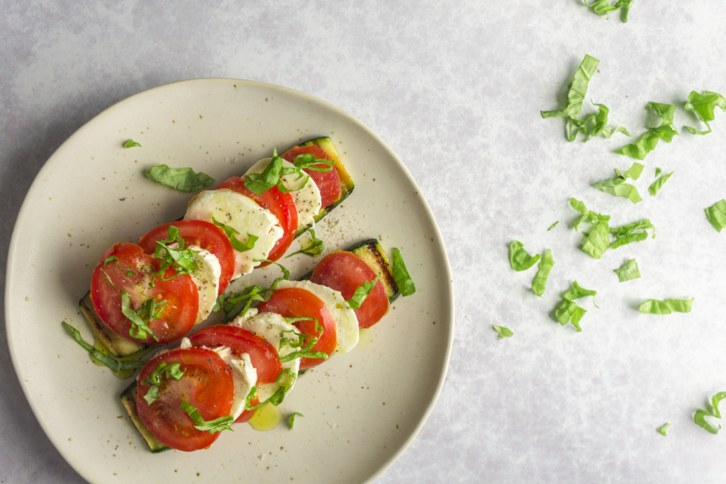 Griddled Zucchini Caprese Open Sandwich