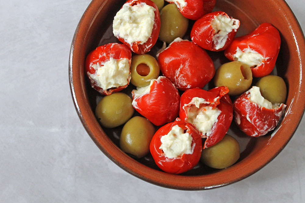 Peppers Stuffed with Cream Cheese and Olives