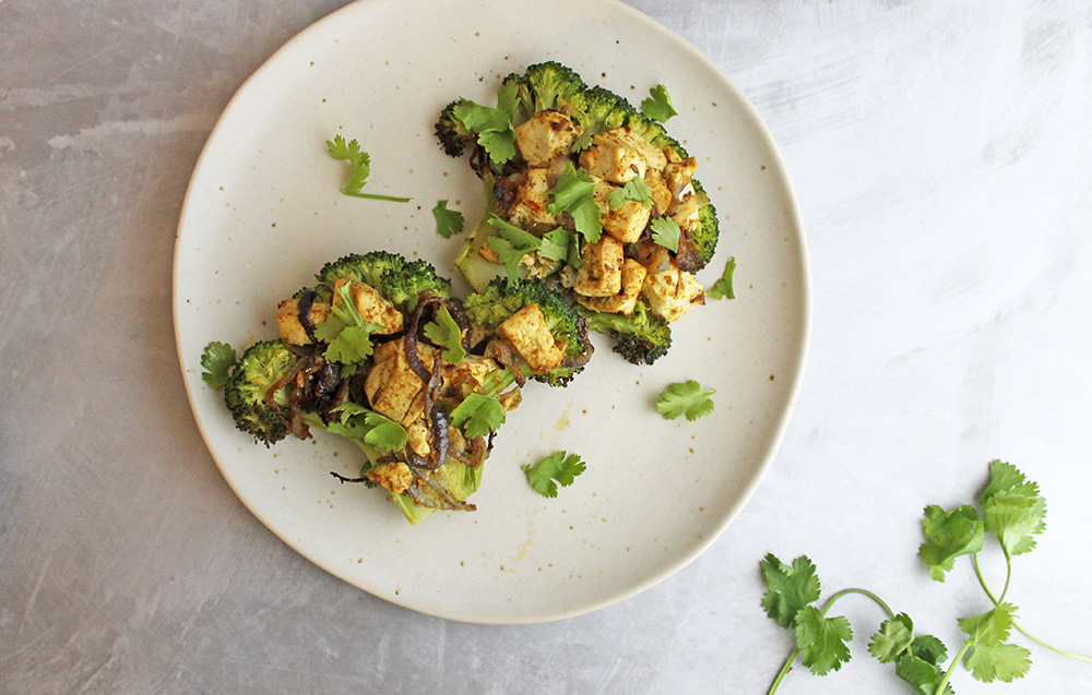 Vegan Broccoli Steaks With Curried Tofu