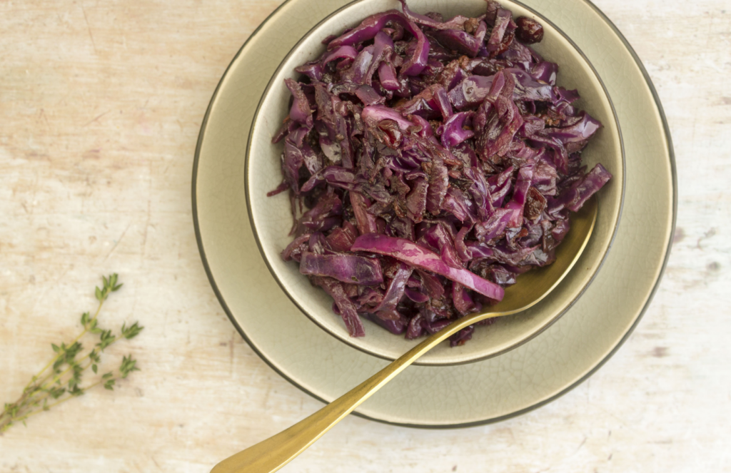 Braised Red Cabbage With Bacon And Cranberries