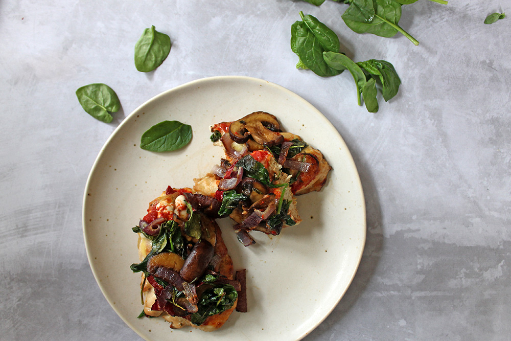 Mushroom and Spinach Pizza Chicken