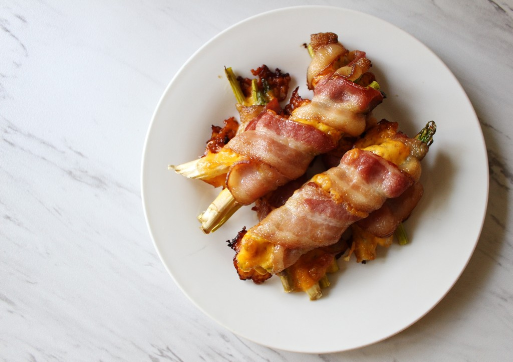 Cheddar Bacon Wrapped Aspargus Bundles