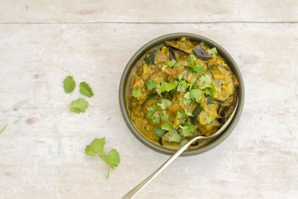 Roasted Eggplant And Zucchini Curry