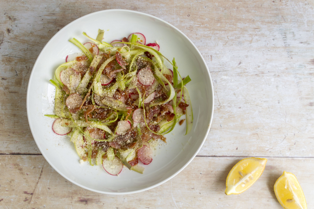 Asparagus and Radish Salad with Crispy Bacon