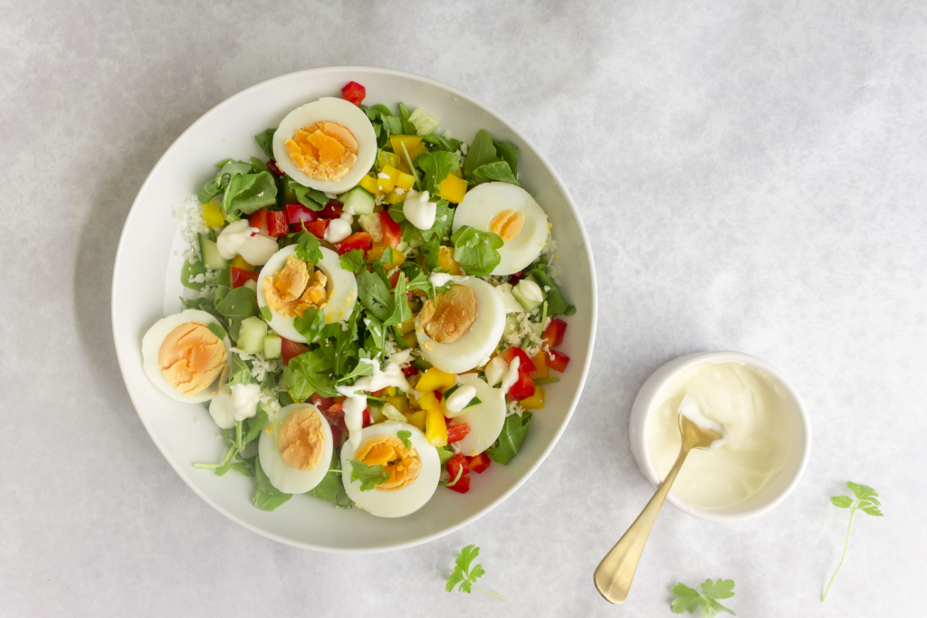 Rice Salad with Egg and Bell Peppers