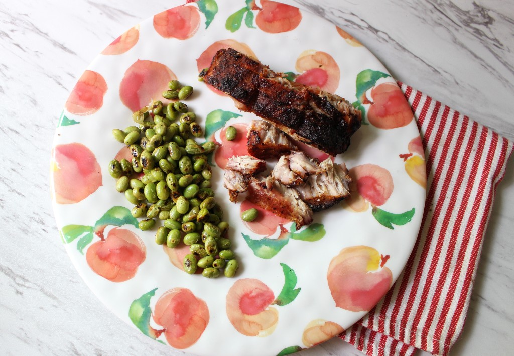 Texas Ribs w Pan Fried Edamame