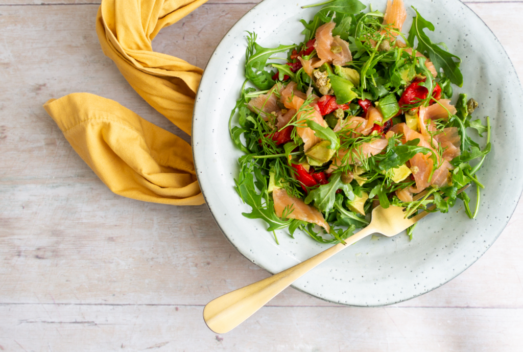 Smoked Salmon Salad with Capers and Bell Peppers