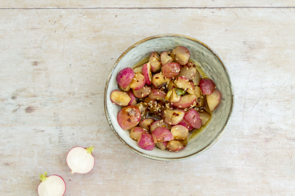 Spicy Maple Radishes