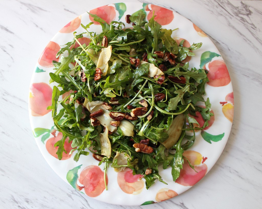 Artichoke Pecan Arugula Salad