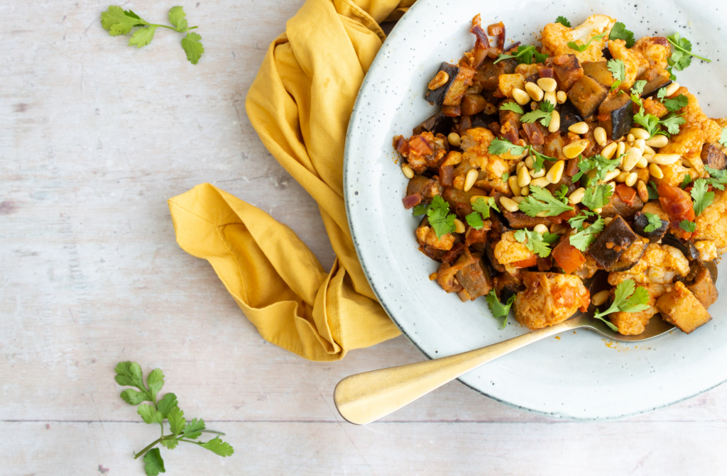 Warm Eggplant and Cauliflower Salad