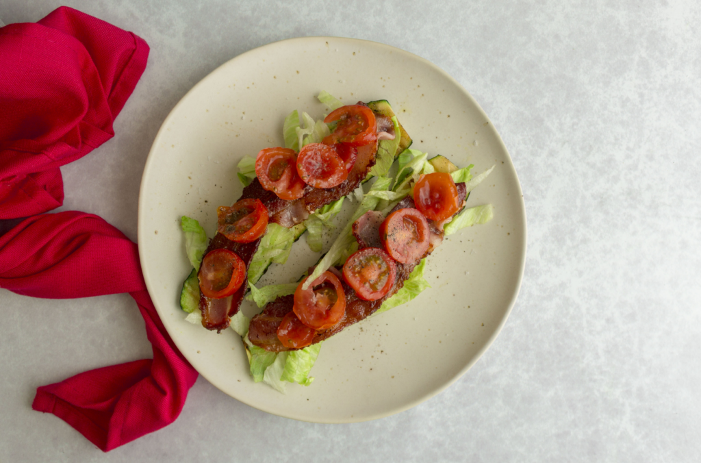 Griddled Zucchini BLT Open Sandwich