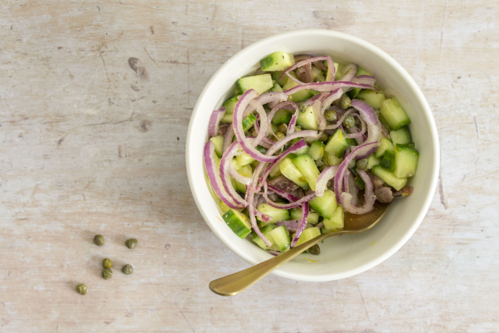 Cucumber, Capers and Anchovy Salad