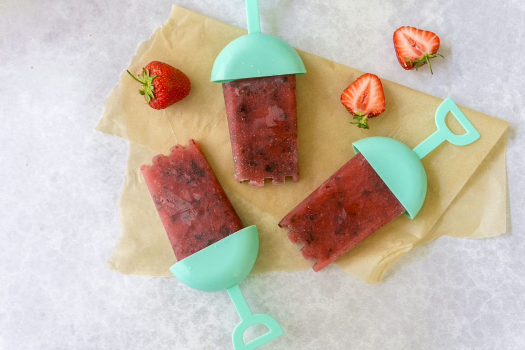 Strawberry And Mint Popsicles