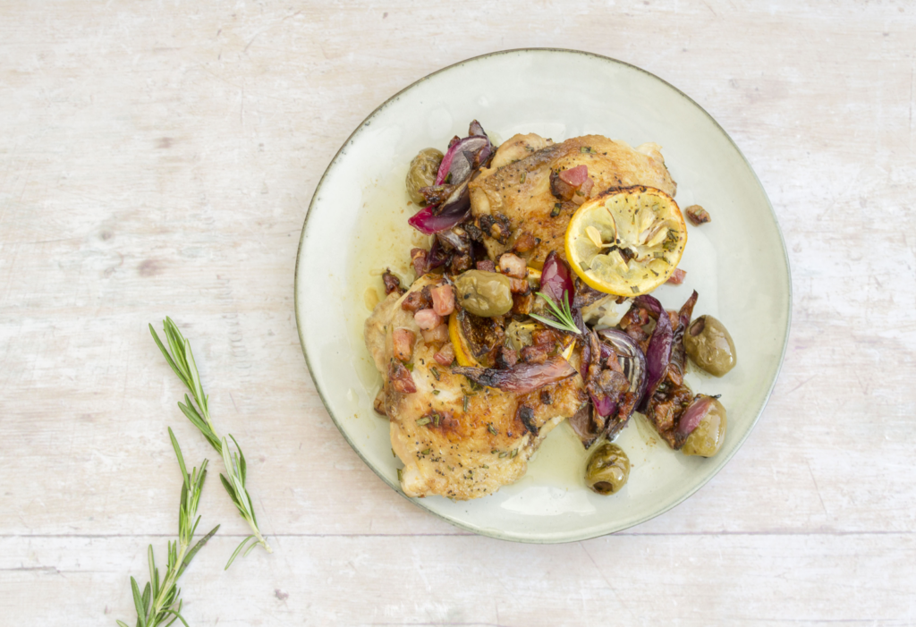 Chicken Thighs With Olives And Pancetta