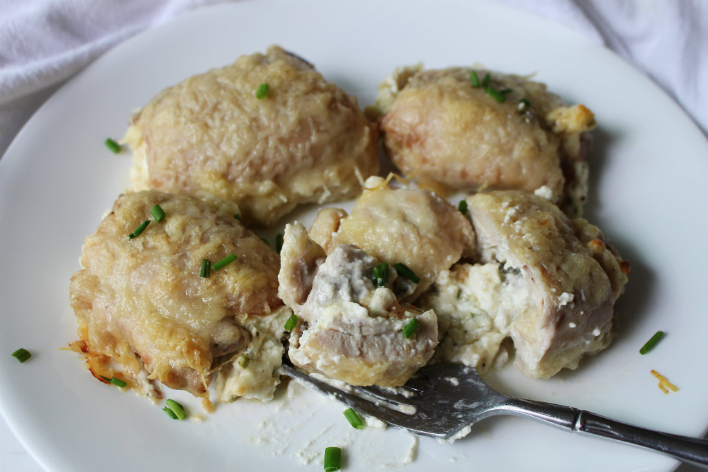 Garlic Chive Cream Cheese Chicken Thighs