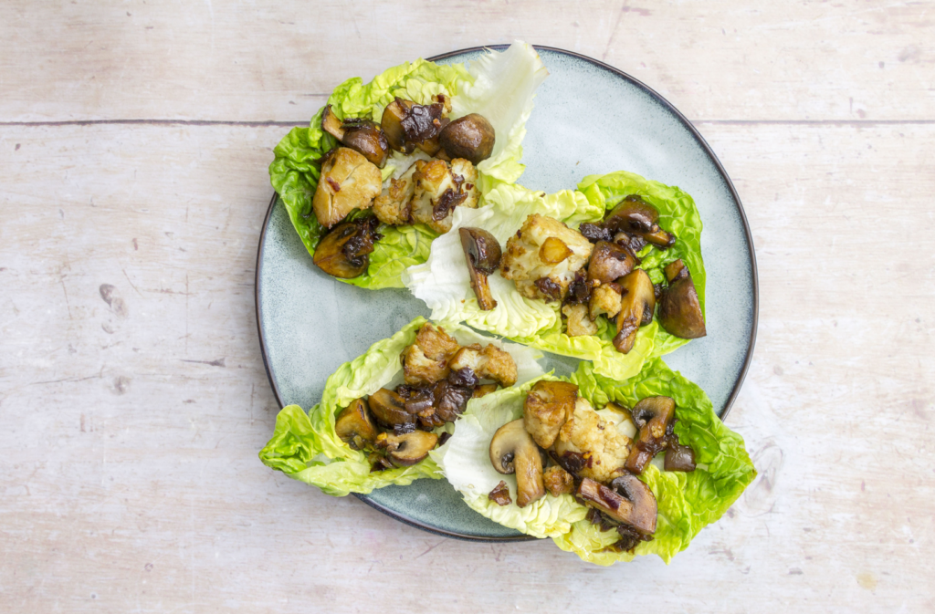 Tamari Cauliflower and Mushroom Lettuce Cups