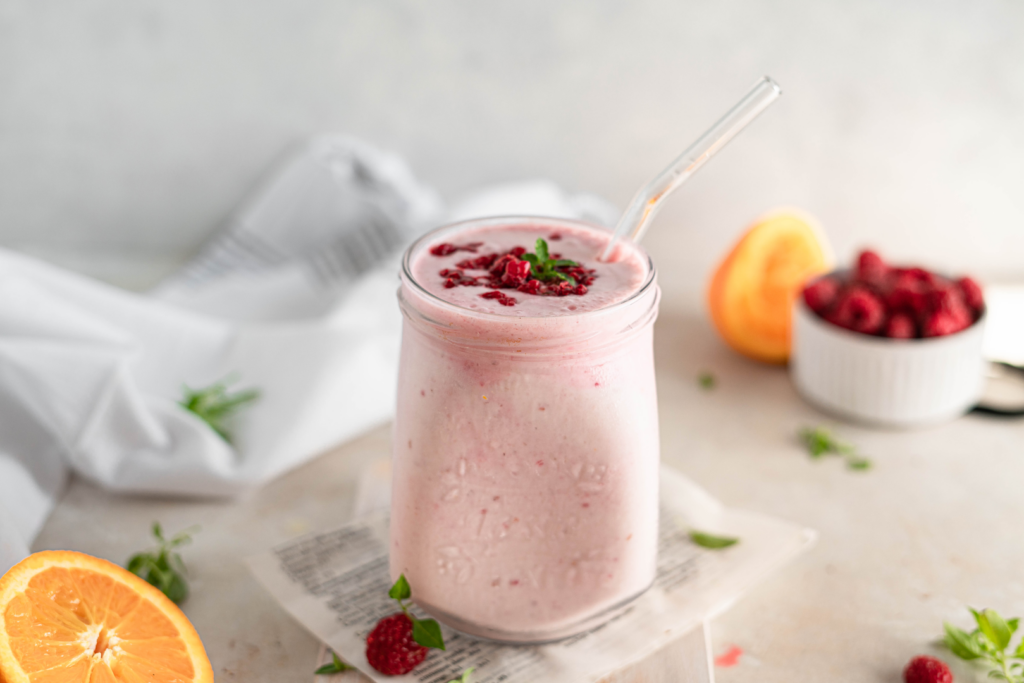 Raspberry Orange and Coconut Smoothie