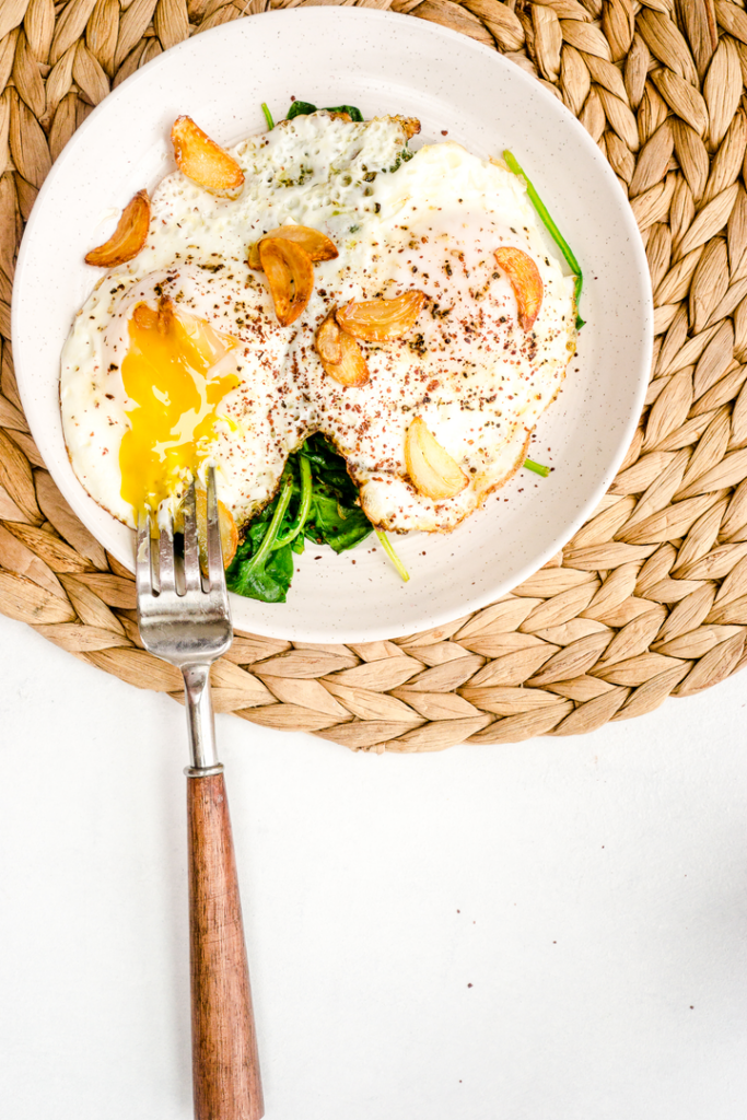 Garlicky Sumac Fried Eggs and Spinach