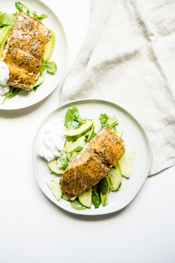 Indian Spiced Salmon With Cucumber Mint Yogurt