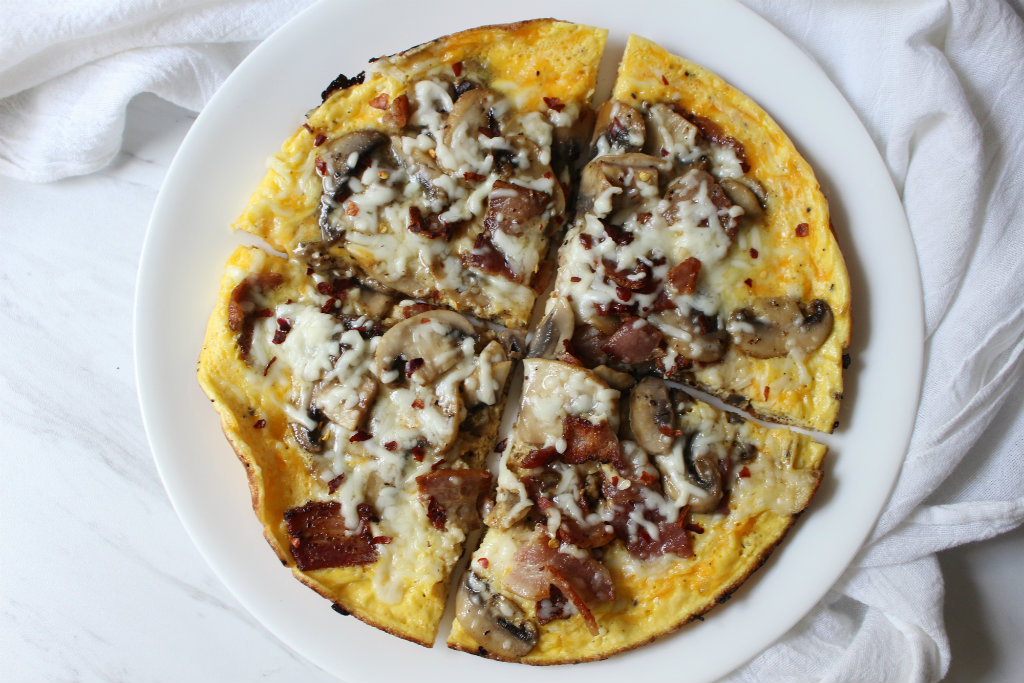Bacon Mushroom Omelette Pizza