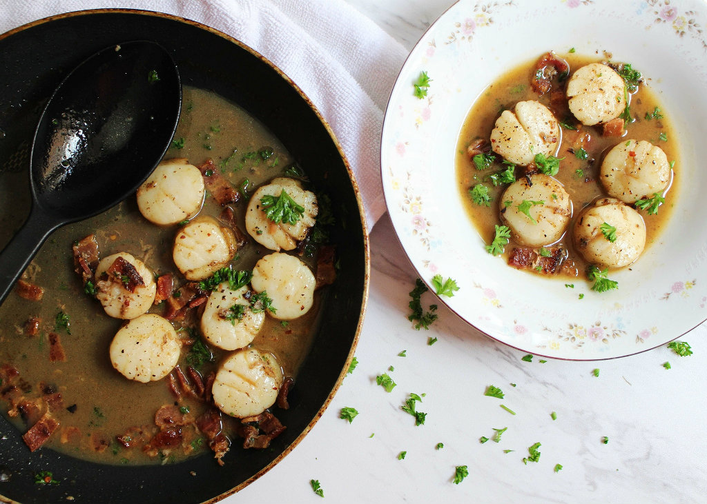Scallops In Bacon Butter Sauce
