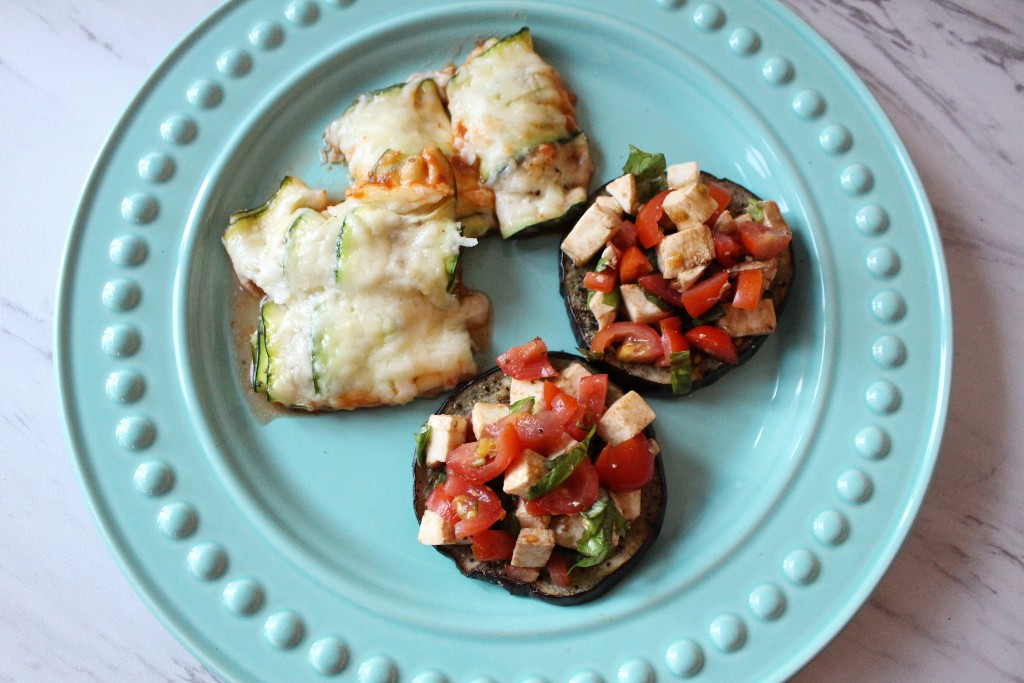 Cannelloni w Caprese Topped Eggplant