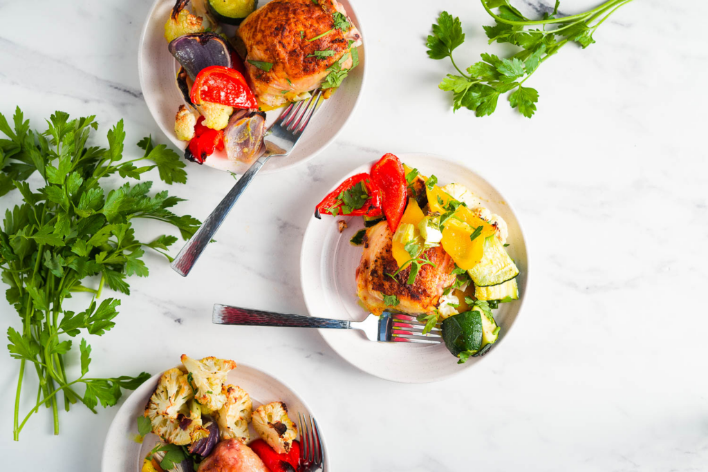 Moroccan Curry Chicken Sheet Tray Dinner