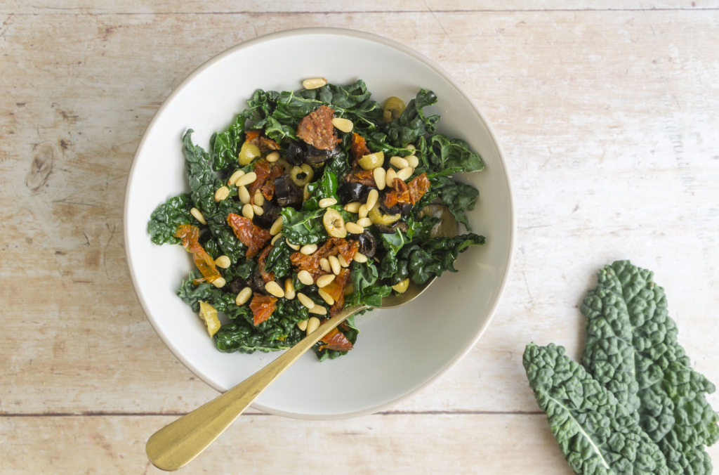 Kale Salad with Olives and Tomatoes