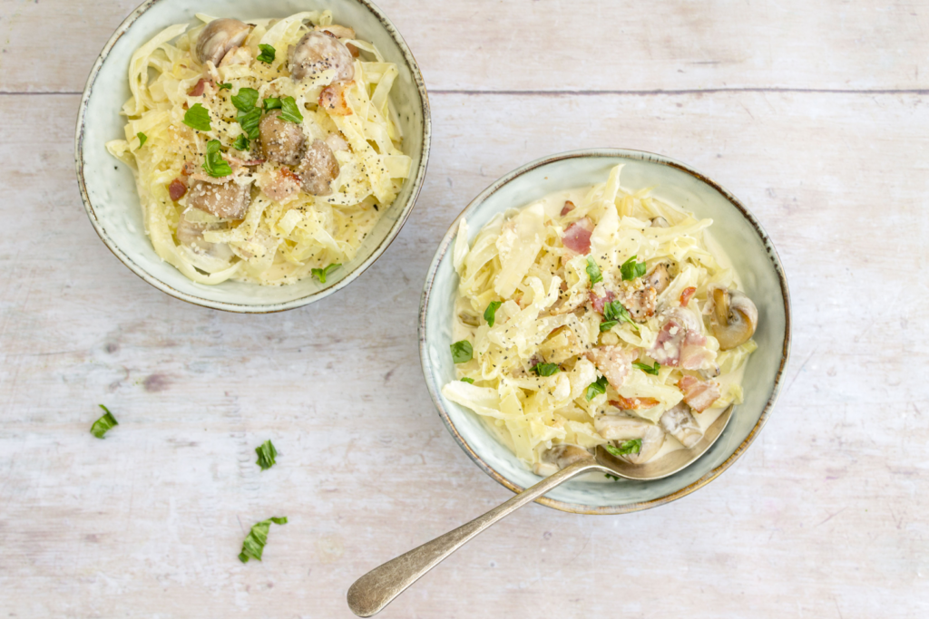 Creamy Bacon And Mushroom Spaghetti