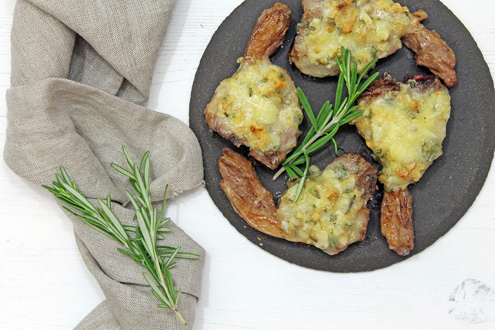 Lamb Chops With Brie, Walnuts And Rosemary