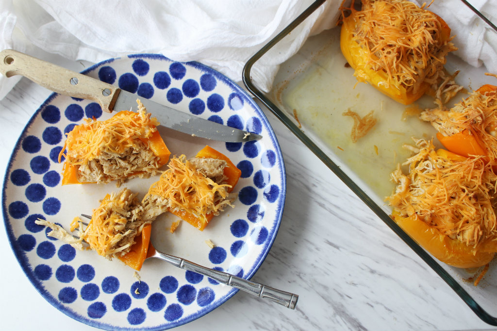 Shredded Ranch Chicken Stuffed Bell Peppers