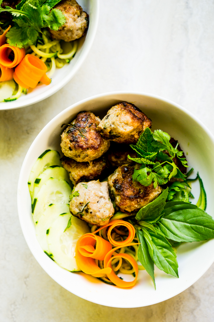 Lemongrass Pork Meatballs + Zucchini Noodles