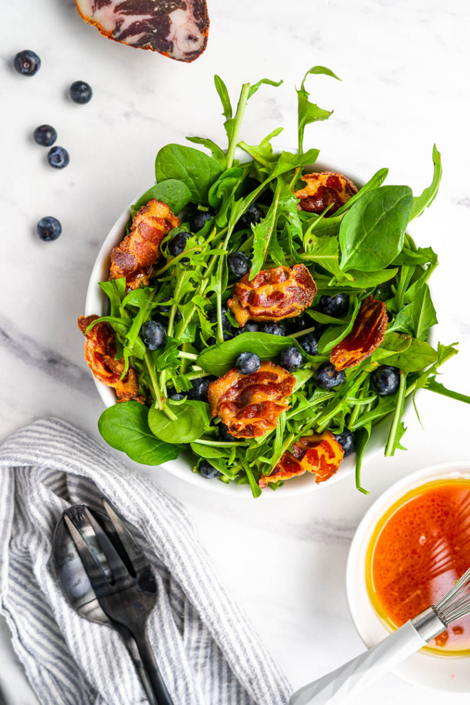 Dandelion Spinach Blueberry Salad