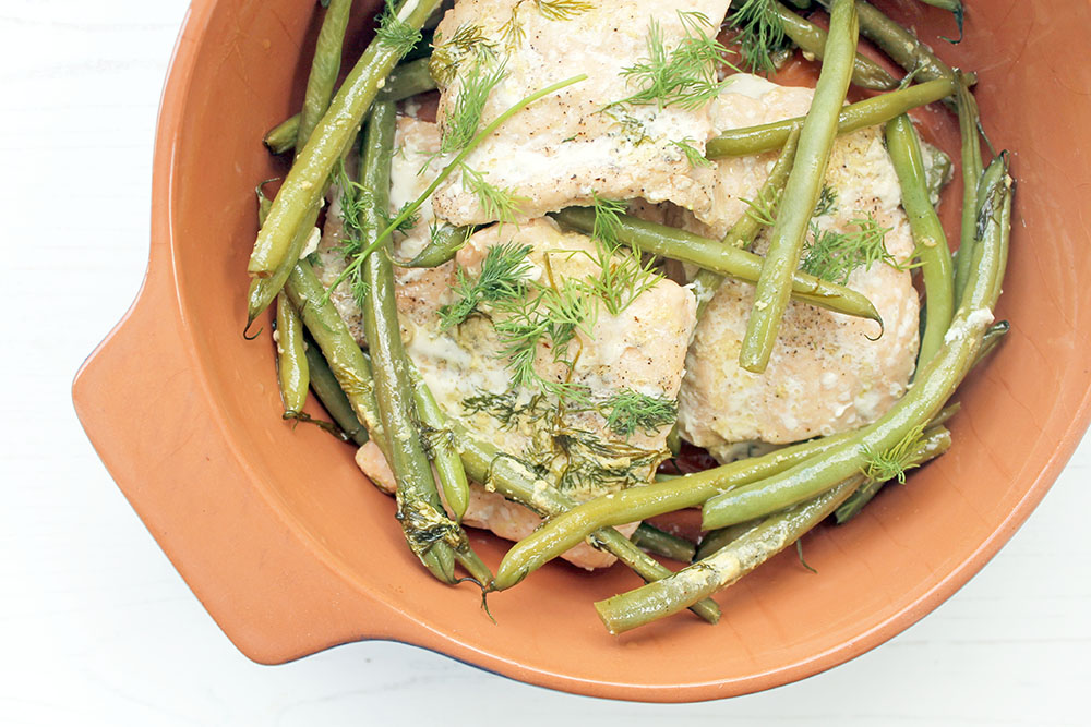 Mustard And Dill Butter Salmon With Green Beans