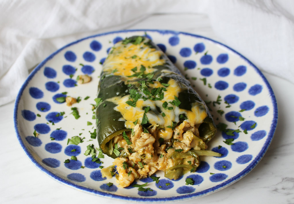 Chicken Taco Stuffed Poblano Peppers