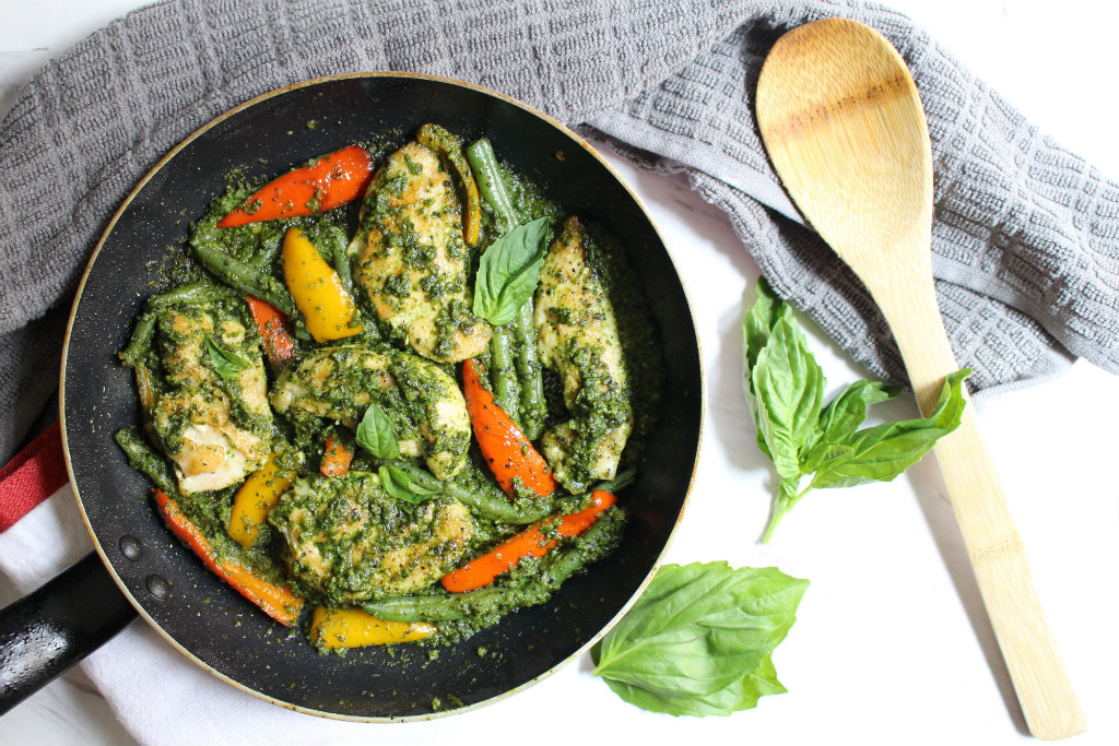 Pan Pesto Chicken And Veggies