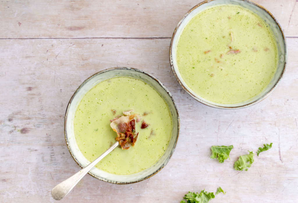 Bacon, Kale and Mushroom Soup