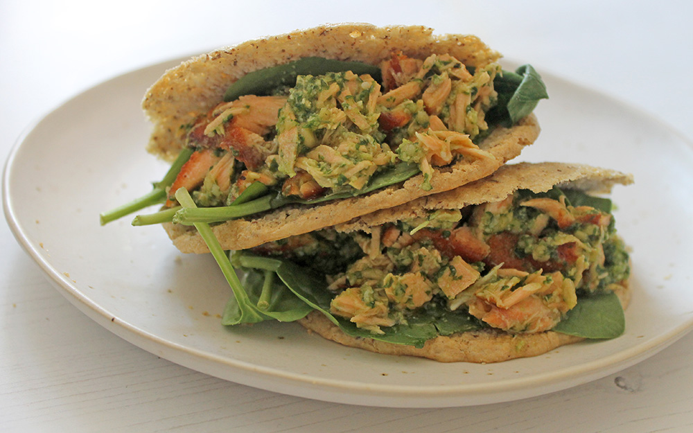 Pesto Salmon Pitta Pockets