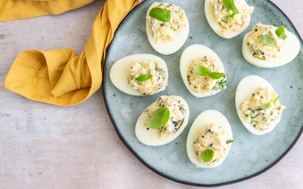 Feta and Olive Deviled Eggs