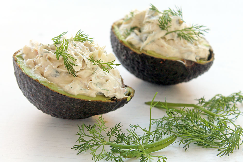 Avocado Boats With Crème Fraiche And Mackerel